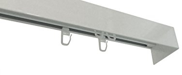 indeko OBJEKTSCHIENE STOCKHOLM, Innenlaufschiene mit BLENDE auf Maß, 2-Lauf, weiß, Komplettset mit Zubehör