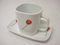 Taza Y Plato TE Recta Cuadrada 230ML Porcelana TULIPAN Rojo