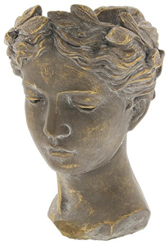 Lucky Winner Greek/Roman Style Female Statue Head Cement Planter - Unique Planter Pot for Indoor Outdoor Home Garden Decor (10.5)