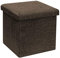 Bonlife Small Ottoman Storage Box,Brown Footstools for Living Room,Folding Toy Box Chest for Children,Square Foldable Seat 30x30x30cm