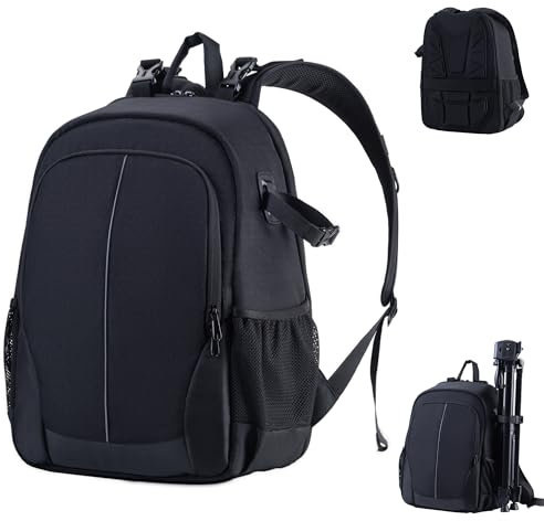 Zecti Sac à Dos pour Appareil Photo Sac Photo avec Diviseurs Personnalisés Rembourré pour Objectifs, Ordinateur Portable, Support De Trépied Et Appareils Photo Reflex Numériques