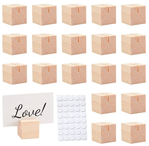 OLYCRAFT 20 pièces Porte-Carte de Nom en Bois Support de Numéro de Table en Bois Supports en Bois Massif Marque-Place Porte-cartes de mariage pour de Nom des Photos Signes Réservés - 11g/pièces