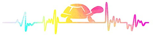Aufkleber Herzschlag Tiere Breite 27cm Lifeline Heartbeat Deko Sticker Selbstklebend für Auto Kühlschrank Laptop Autoaufkleber K150 (Hologramm, 23 Schildkröte)