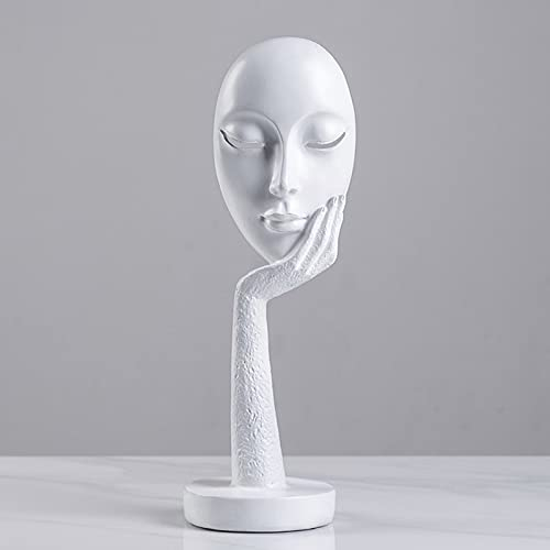 FUFRE Skulptur Deko, Abstrakte Kunst Statue, Maske Figuren Nordic Abstrakte Kunst Schmuck Kreative Dekoration Büro Eingang Skulptur Geschenk (Weiß)