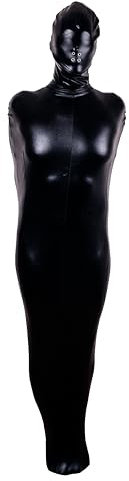 Rubberfashion Extrem Schlafsack - Bondage Schlaf Sack mit Maske und Innenarmen für Herren und Damen Lack schwarz XXL