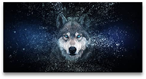 Paul Sinus Leinwandbild 120x60cm Grauer Wolf Mystisch Geheimnisvoll schönes Tier Kunstvoll