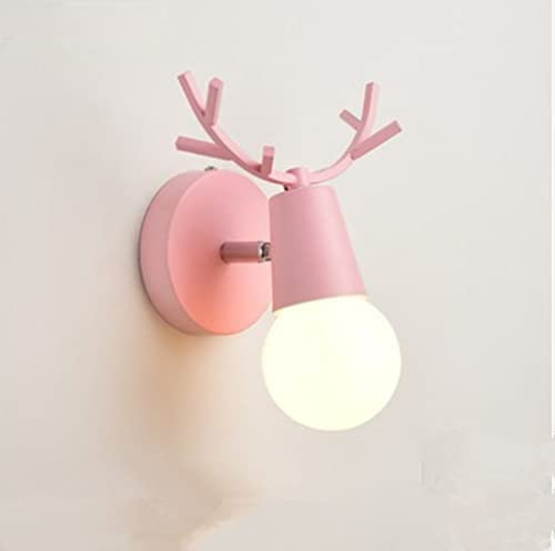 sxysxysxy Wandlampen innen Nordic Wandleuchte Geweih Design Wandleuchte Modern Einstellbar Wandbeleuchtung Schlafzimmer Nachttischlampe Wohnzimmer Treppen E27 16 * 22cm (Keine Lichtquelle),Rosa