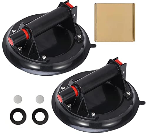 Swetup 2PCS Vacuum Glass Lifter, 8 Heavy Duty Glass Suction Cup, Glass Suckers Tile Lifter, Vacuum Glass Lifter Pads Glazing Suckers, Heavy Duty Suction Cup for Glass, Window, Granite, Tiles Lifting