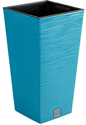 Skandinavisches blaues Pflanzgefäß mit Behälter, Kollektion FURU, 39,5 x 39,5 x 75,5 cm, Inhalt 37 L.