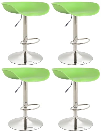 CLP 4er Set Barhocker Anaheim Kunststoff I Thekenhocker Mit Trompetenfuß I Barstühle Mit Fußstütze I Thekenstühle, Farbe:grün, Gestell Farbe:Chrom