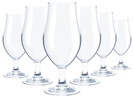 Genérico Set de 6 Copas de cerveza plástico irrompible Tritán | Copas de cerveza reciclable, diseño exclusivo con suave tacto a cristal, transparente e inoloro | Apta para lavavajillas y microondas