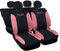 Rebeca Shop COPRISEDILI PER AUTO COMPATIBILI CON 500 MADE IN ITALY SET IN VARI COLORI (Nero/Rosa)