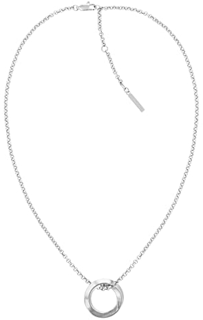 Calvin Klein Gliederhalskette für Damen Kollektion TWISTED RING aus Edelstahl mit einem Charm - 35000306