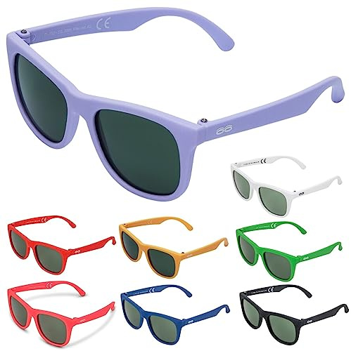 ITOOTI Classic Kinder Sonnenbrillen für Jungen und Mädchen, Kindersonnenbrille von 0 bis 12 Jahren in 3 Größen, Sonnenbrille bunt, Leicht, 100% UV400 Schutz, inkl. Etui und Polycarbonat-Gläser