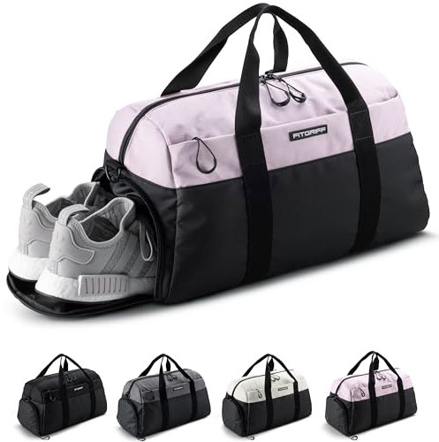 Fitgriff® Sporttasche & Reisetasche V2 für Damen und Herren - mit Schuhfach & Nassfach - Tasche für Sport, Fitness, Reisen - Trainingstasche, Gym Bag, (Black/Pink, Medium)