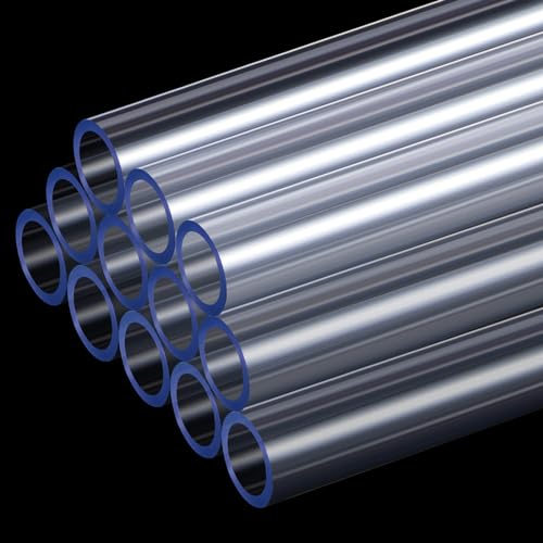 Frienda 12 Stück transparente PETG-Schläuche, 10 mm Innendurchmesser, 14 mm Außendurchmesser, starre PETG-Schläuche, Wasserkühlung für PC-Flüssigkeit, 76,2 cm lang
