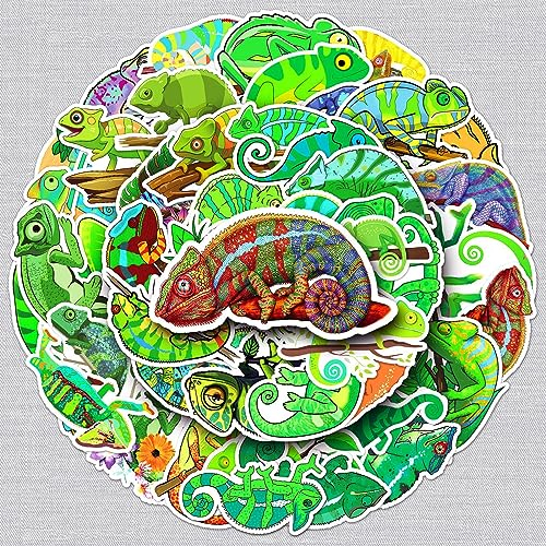 Chamäleon Aufkleber Chameleon Sticker Set 50 Stücke Niedlich Deko für Auto Laptop Skateboard Fahrrad Moped Motorrad Fahrrad Computer,Geeignet für Erwachsene Kinder