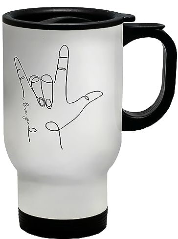 Shopagift Sign Language Travel Mug Hand Sign I Love You Gift Stainless Steel 14oz Cup