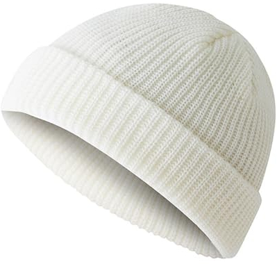 OneChance Strickmütze für Herren und Damen,Weiche Winter Mütze,Warme Beanie Mütze,Unisex Strickmütze für Winter und Herbst Weiß