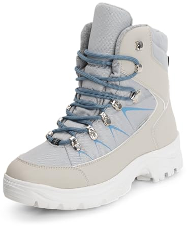 VITAFORM Trekkingschuhe Damen Winter Gefüttert - Warme Wanderschuhe Damen - Inkl. Ausklappbare Spikes grau 39