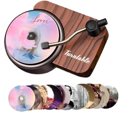 Lysumasin Unscented Car Air Freshener, 1pcs Record Player Vent Clip Air Diffuser with 12pcs Refill Pads Aromatherapy Tablets for Swift Fans, Music Lovers Gifts