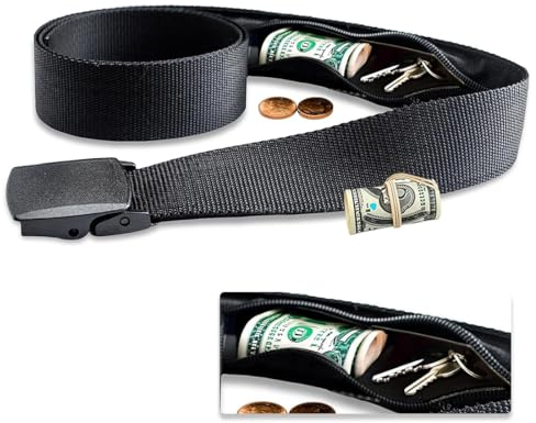 KSJEHW Ceinture de Voyage Porte-Monnaie, Pochette secrète, Ceinture Cache Billets, Idéal pour Une Meilleure Sécurité en Voyage et Travail(Noir