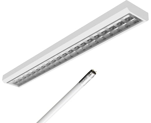 ELG Leuchten LED Rasteranbauleuchte 150cm 1-flammig inkl. 1x 17,7 Watt 3100lm (4000K) (Neutralweiß) 175 lm/W Daylight Büroleuchte optional Pendelleuchte