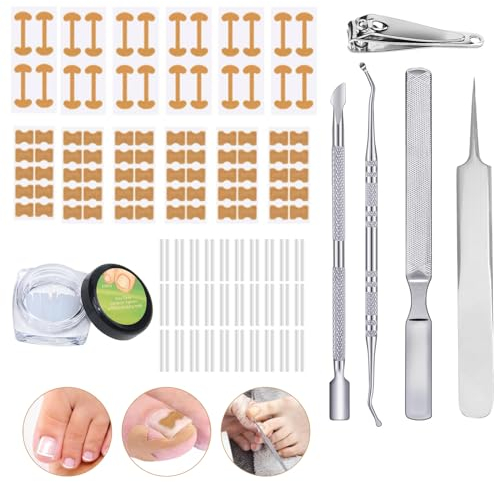 149 Stück Eingewachsene Zehennägel Set, Xerteam Werkzeugset für eingewachsene Zehennägel Mit Zehennagel Korrektur Patch, Nagelknipser, Nagelschieber, Nagelfeile,Pinzette
