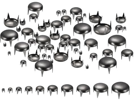 QUARKZMAN 100 Stück Schwarze runde Kuppelnieten, 10 Größen Messing Kuppel Punk Nieten Rock Nagelköpfe Klaue Perlen Sortiment Set für DIY Kleidung Gürtel Tasche Schuhe Armband Lederhandwerk