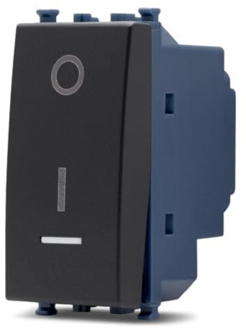 TOT ELECTRIC INTERRUTTORE BIPOLARE RETROILLUMINABILE Nero Frutti elettrici compatibili con supporti Vimar Arke per placche supporti 19613