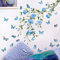 Butterfly Stickers for Walls - Blue Peel and Stick Wallpaper Hanging Vine Wall Stickers Birds Green Plants Wall Decals 1821