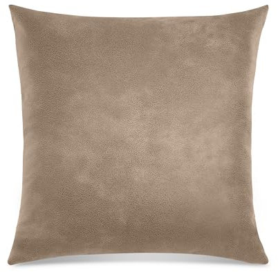 Quantum Interior by Maxland Hochwertiges Dekokissen in Leder-Optik, 50 x 50 cm, Sofakissen mit Reißverschluss, gefüllt, weiches Dekoissen (Schlamm)