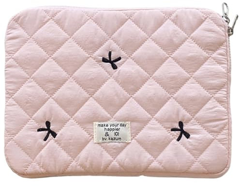 AZURAOKEY Cute Bows Graphic Laptop Sleeve Case Bag Kawaii Aesthetic Carrying Laptop Bag Y2K Preppy Printed Quilted Laptop Carrying Cases Compatible with 11 13 15 in Notebook
