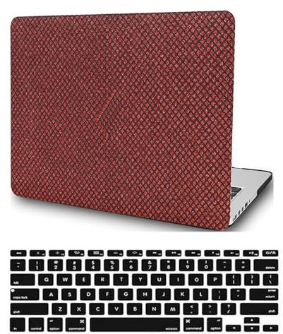 HLAAJJX Funda Dura Compatible con Macbook Pro 13 Pulgadas 2015 2014 2013 2012 A1425 A1502 con Pantalla Retina, Piel Lisa de Colores Cubierta Protectora & Cubierta para Teclado - Rojo