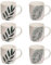 Darthome Set of 6 Emerald Green Leaf Mugs 300ml Country Leaves Barrel Hot Coffee Tea Cups