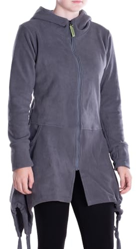 Vishes - Alternative Bekleidung - Damen Fleece Kapuzenjacke lang Elfen Zipfel-Jacke Übergangsjacke
