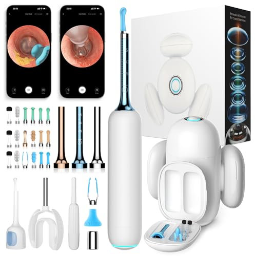 Otoscope Oreille, 10 mégapixels Camera Oreille Nettoyage, 3,1mm Flexible Camera Iscope, Nettoyage Oreille avec Pincettes et Aide pour Enlever le Cérumen, IP67 étanche Nettoyant Oreille pour la famille