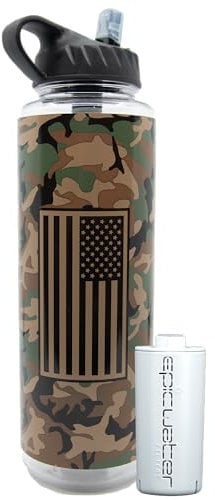 Epic Water Filters Nalgene OG Water Bottle with Filter, USA Made, BPA Free, Removes 99.99% Tap Water Contaminants, Forever Chemicals (Military Support, 48 Ounce)