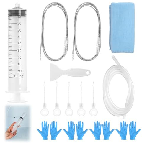16Pcs Fridge Dredger and Cleaning Set, 7 in 1 Fridge Drain Hole Cleaning Tool Reusable Fridge Emptying Dredger and Cleaning Set for Refrigerator Cleaning, Kitchen Drain Hole Remover, Sink unclogging