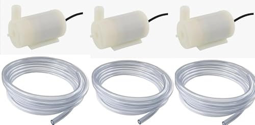 Pequeña Bomba Sumergible,3 PCS Mini Bomba de Agua,DC 3V/5V,Bomba de Agua Pequeña,para Fuentes Acuario Piscina jardín