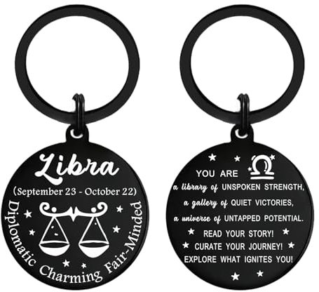 Tangvo Porte-clés signe du zodiaque Balance – Cadeaux d'anniversaire Balance – Cadeaux du zodiaque Balance pour homme et femme, Porte-clés Balance, S