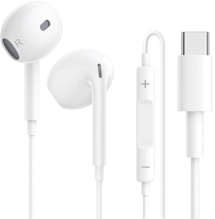 USB C Kopfhörer für iPhone 16, Typ C Ohrhörer Kabelgebundene Kopfhörer mit Mikrofon & Lautstärkeregelung In-Ear Headset für iPhone 16/15, Samsung Galaxy S24/S23/S21/S20, Note 10/20, Pixel 7/6/5/4
