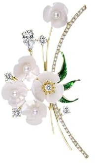 Vbvbip Elegante Naturbroschen-Kollektion für Damen - 6 Stile, darunter Blumen-, Baum- und geometrische Designs mit Edelsteinen, zum Valentinstag, zur Hochzeit oder zum täglichen Modeaccessoire