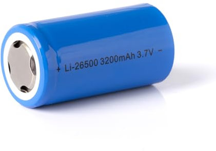 Keeppower KP-26500-3200 - Cella industriale agli ioni di litio, 3,7 V, 3200 mAh, formato speciale, batteria 26500 senza protezione, ricaricabile, alta corrente fino a 10 A, per torce, confezioni di