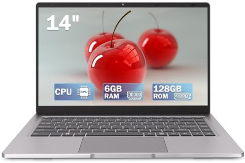 PINSTONE Ordinateur Portable 14 HD - Celeron N4000,6 Go RAM,128 Go SSD - Léger,Portable,PC Portable à Conception Silencieuse,Autonomie Longue - Idéal Étudiants/Bureau