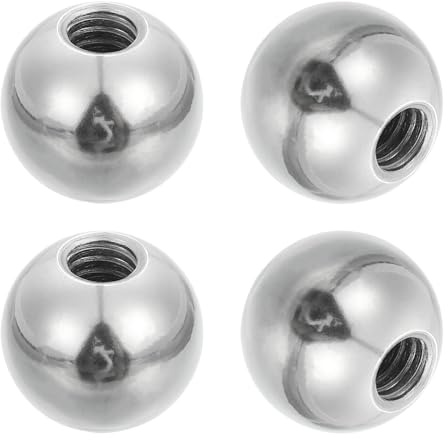 PATIKIL 4Pcs 17.4mm Ball Nuts Knob, 1/4-20 UNC Female Threaded Steel Swivel Ball Joint Adapter Converter for Super Clamp Camera Hot Shoe Mount Light Tripod Phone Holder, Silver