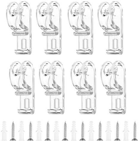 HAOXIZI 8 Pcs Roman Blind P Clip, Blind Cord Safety Device, with 8 Screws and 8 Plastic Pillars, for Window Shades, Bead Chains, Loop Cords