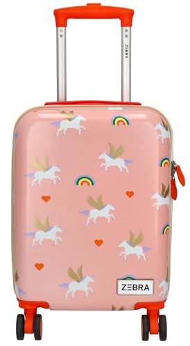 ZEBRA Trends - Kinderkoffer Trolley für Jungs - Reisekoffer mit - Rosa | Rollen, Hartschale leicht Kabinenkoffer, lustige Prints, Innenfach mit Gummiband & Reißverschluss
