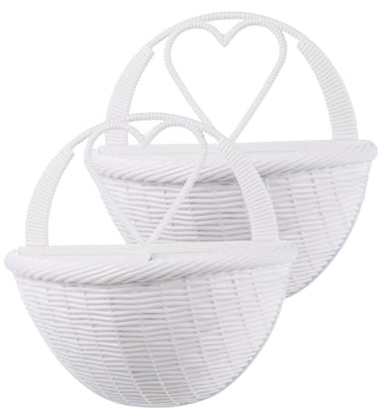 HOODANCOS 2 Stück Plastik Wand blumenampel Simuliertes Rattan Hängekorb Blumenübertopf Leicht Wanddeko Für Zuhause Garten Wohnzimmer Balkon