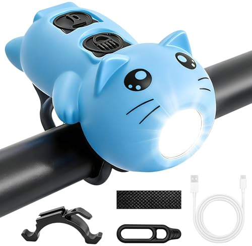 Kinderroller-Licht,LED-Licht für Kinderroller – USB-Aufladbares Licht für Kinderwagen & Roller,Fahrradlicht Kinder,LED-Warnlicht mit Hupe, 3 Lichtmodi,Wasserdicht,Passend für Roller und Kinderwagen